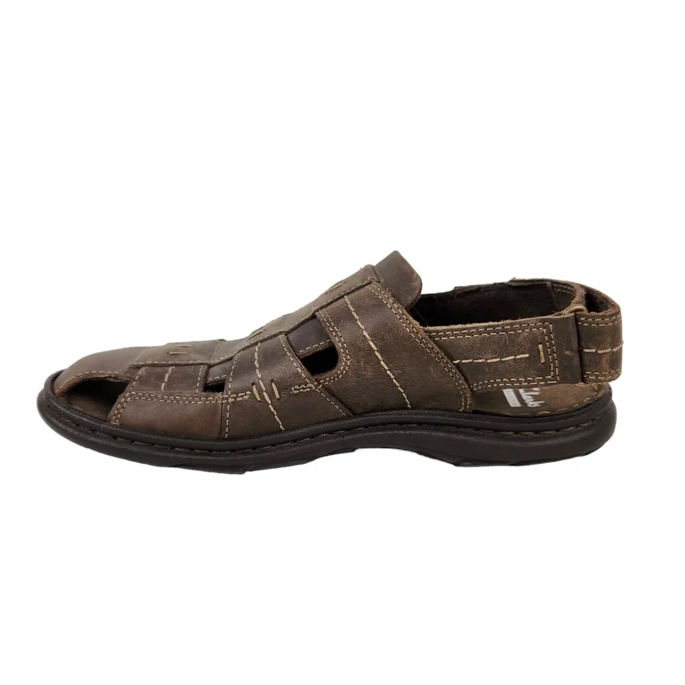 Clarks Collection Brigham Cove Dark Brown Leather Fisherman Sandals Men's Size 8